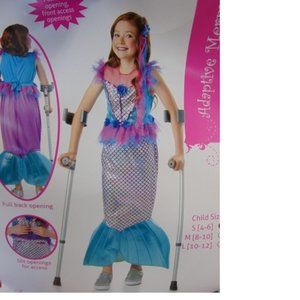 Mermaid Halloween Costume 4/6 Purple Green Long Dress & Hairpiece 2 Pc Girls